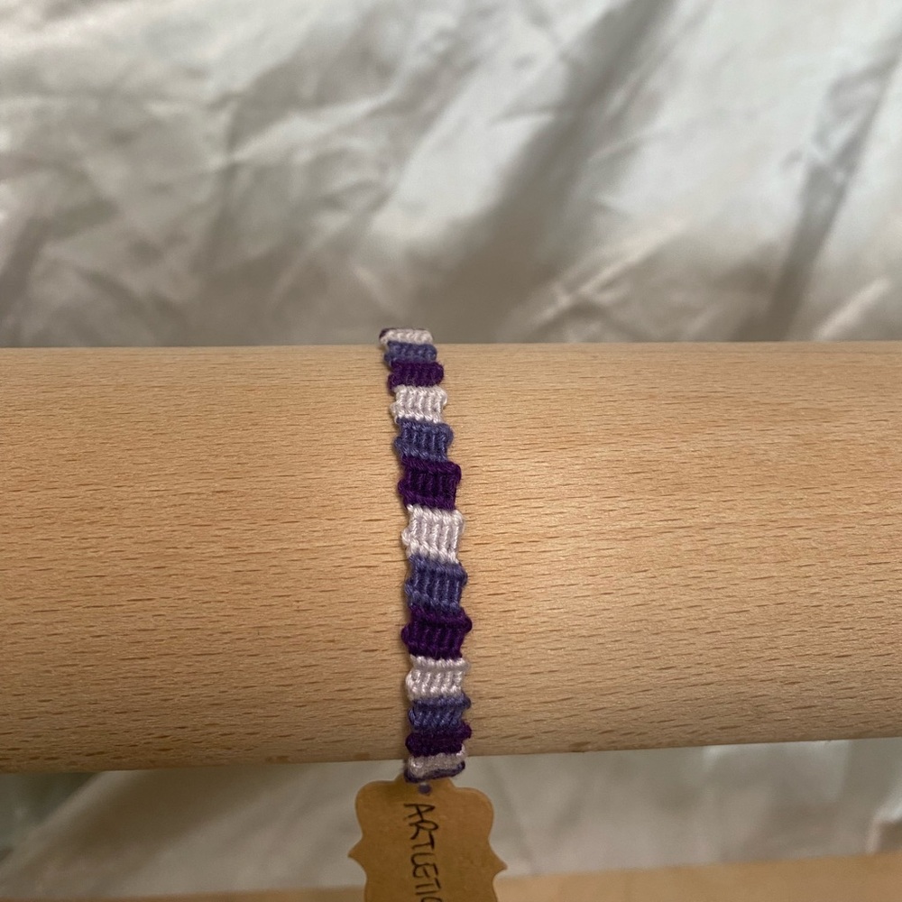 Purple and White Woven Bracelet